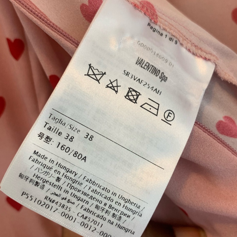 VALENTINO Valentines Heart Midi Maxi Pleated Chine Red Pink Heart Dress 38 8 - Picture 15 of 16